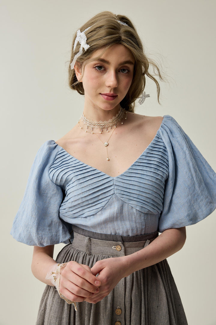 Baie 22 | Handmade pintucked linen blouse