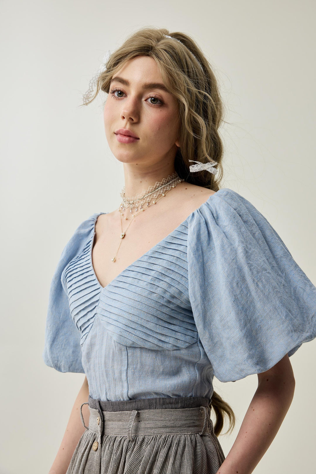 Baie 22 | Handmade pintucked linen blouse