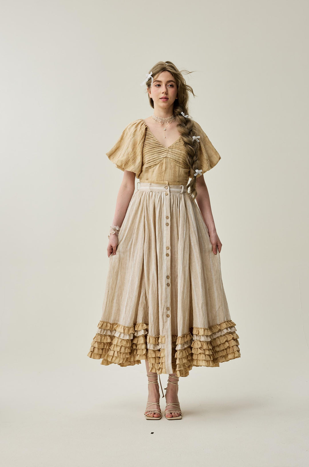 Dorothy 27 | Ruffled maxi linen skirt