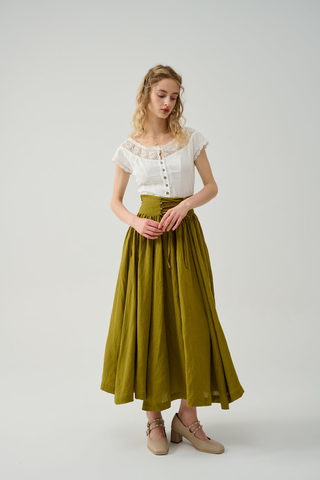 Tea Dance 5 | Lace-up Maxi Linen Skirt