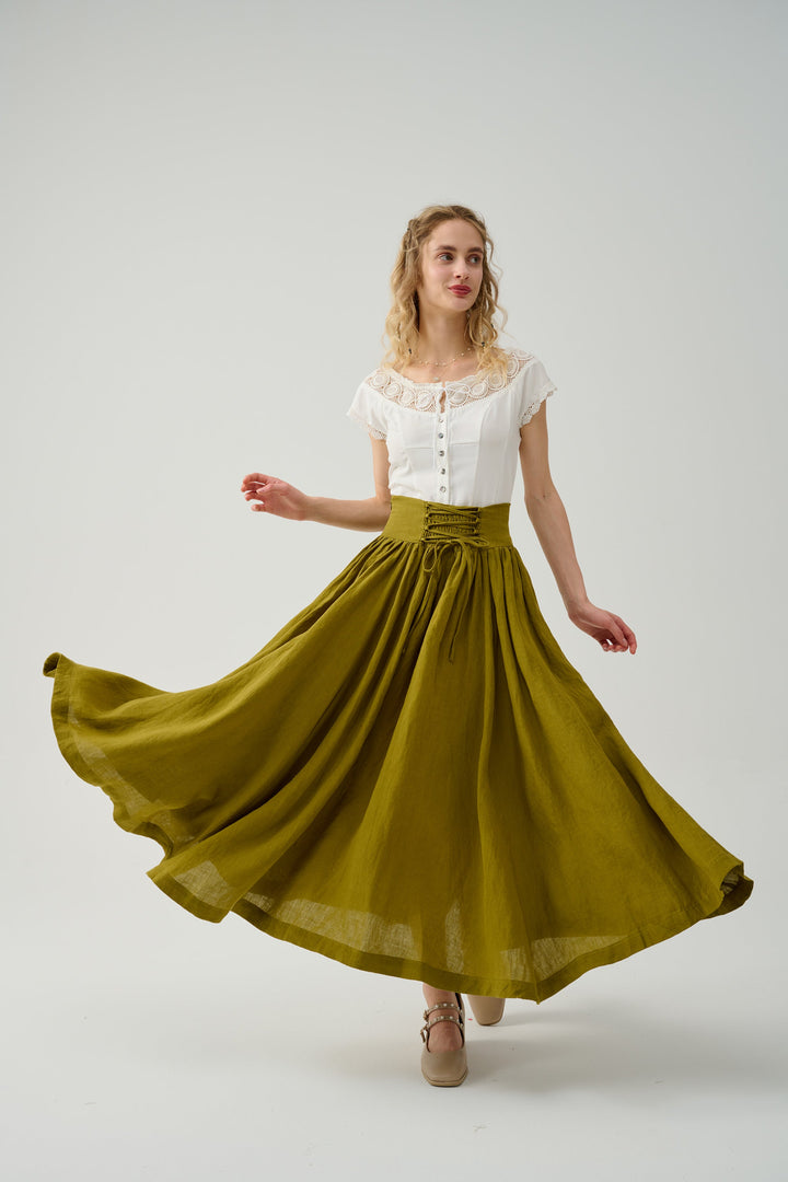 Tea Dance 5 | Lace-up Maxi Linen Skirt