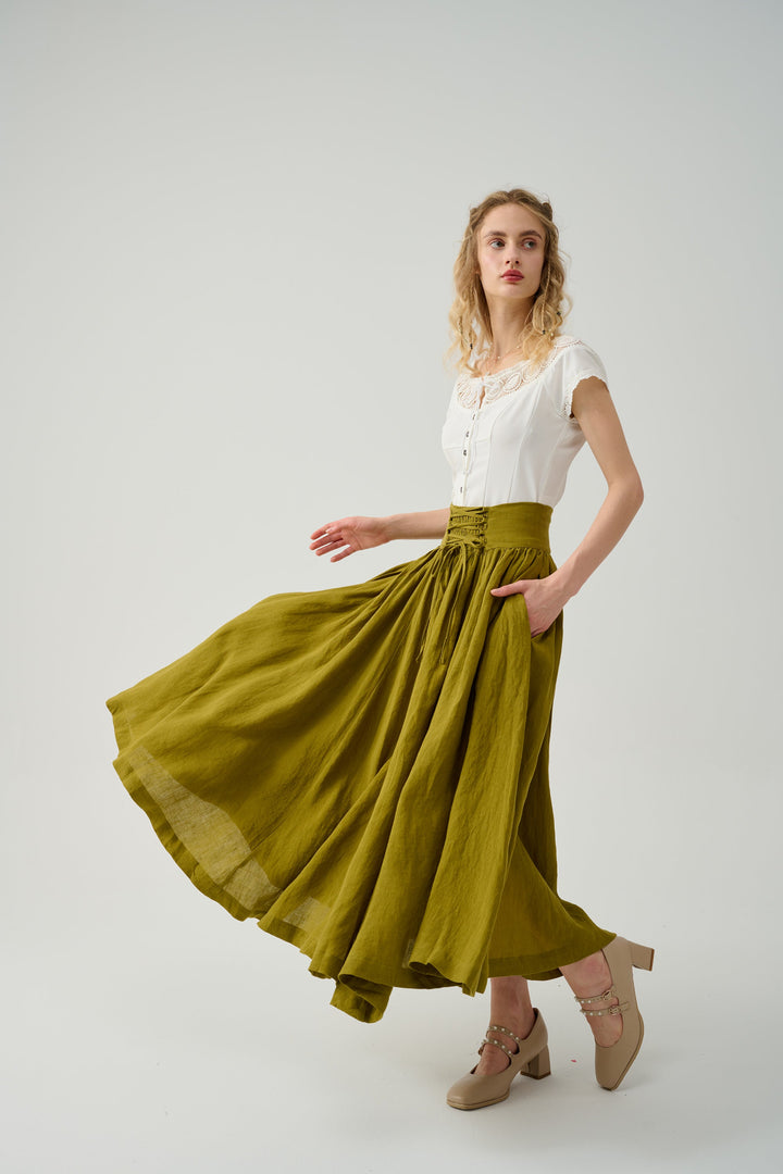 Tea Dance 5 | Lace-up Maxi Linen Skirt