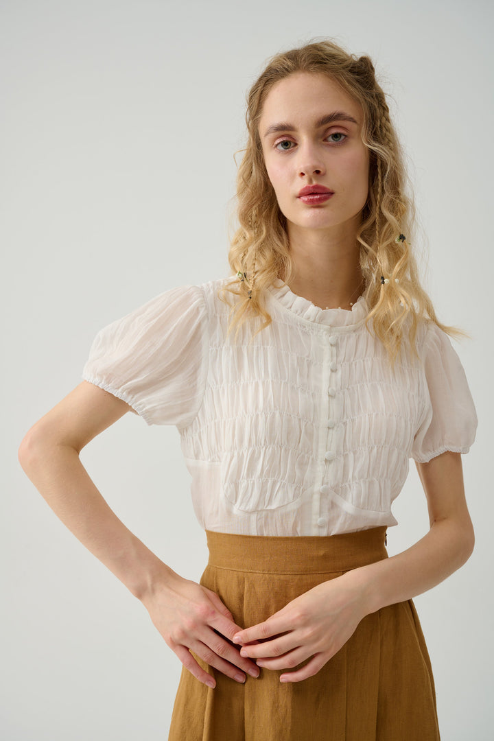 Clove 9 | smocked linen blouse