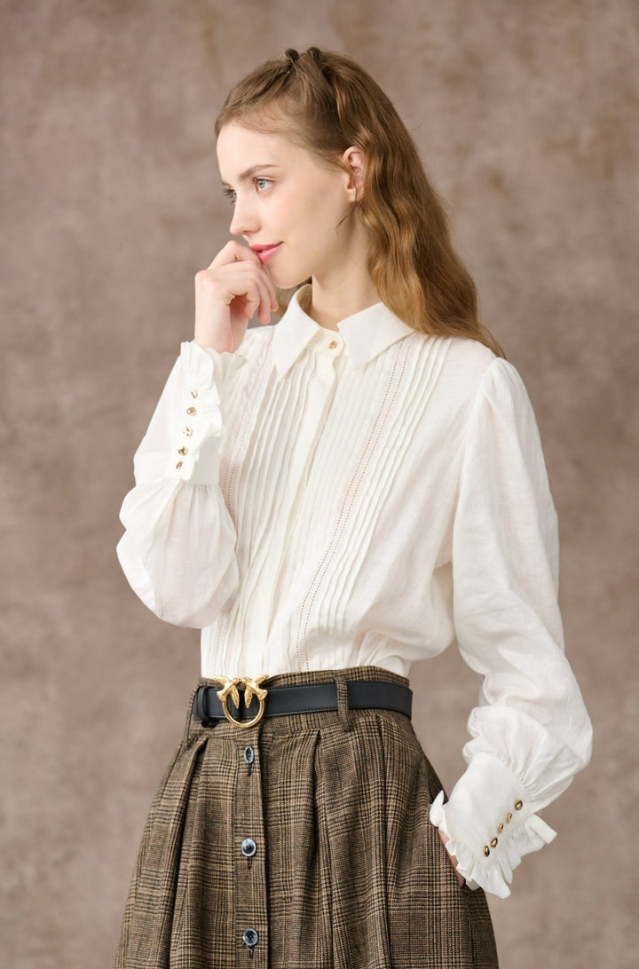 Jo March 31 | Accordion Pleated Linen Shirt