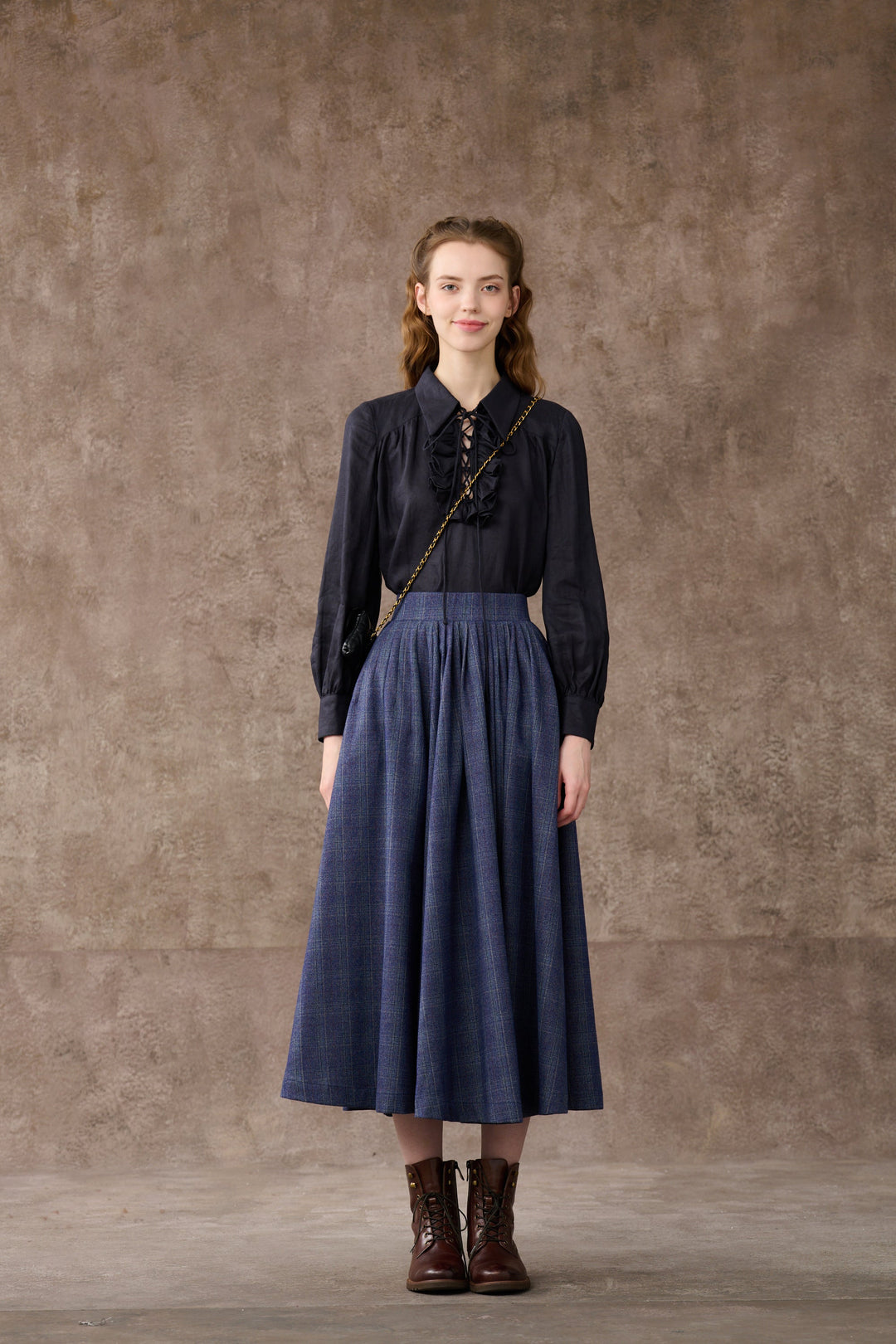 Future 4 | Tartan Wool Skirt in Blue