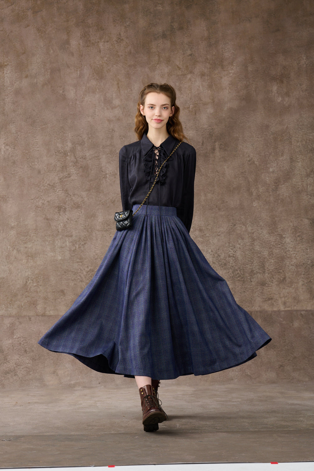 Future 4 | Tartan Wool Skirt in Blue