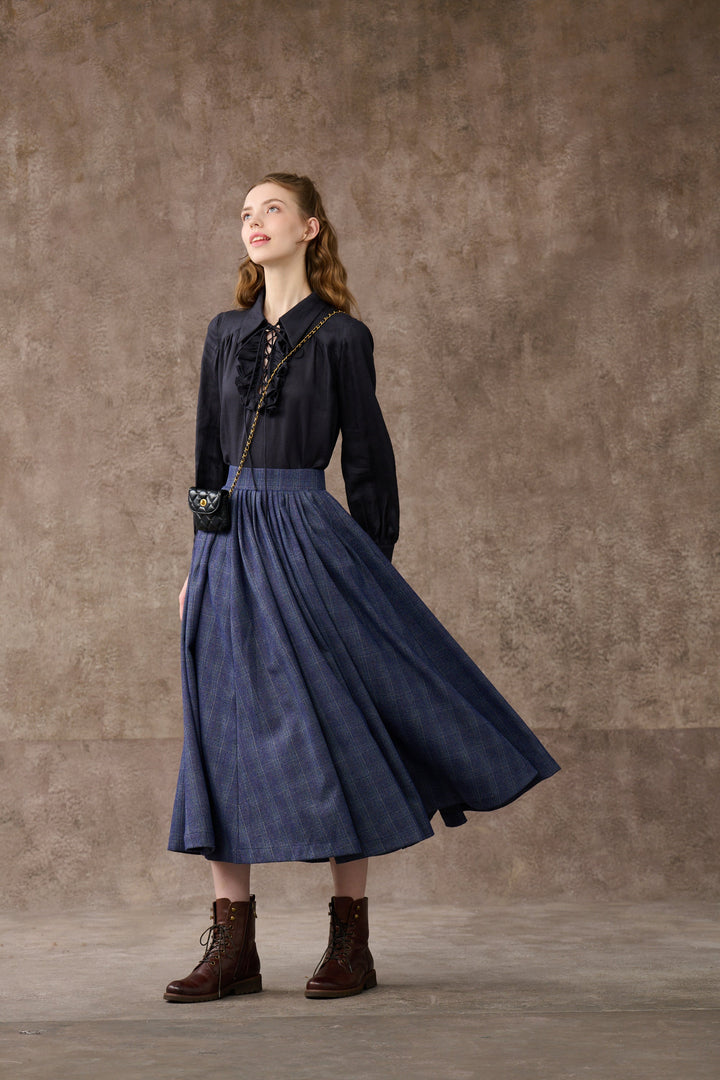 Future 4 | Tartan Wool Skirt in Blue