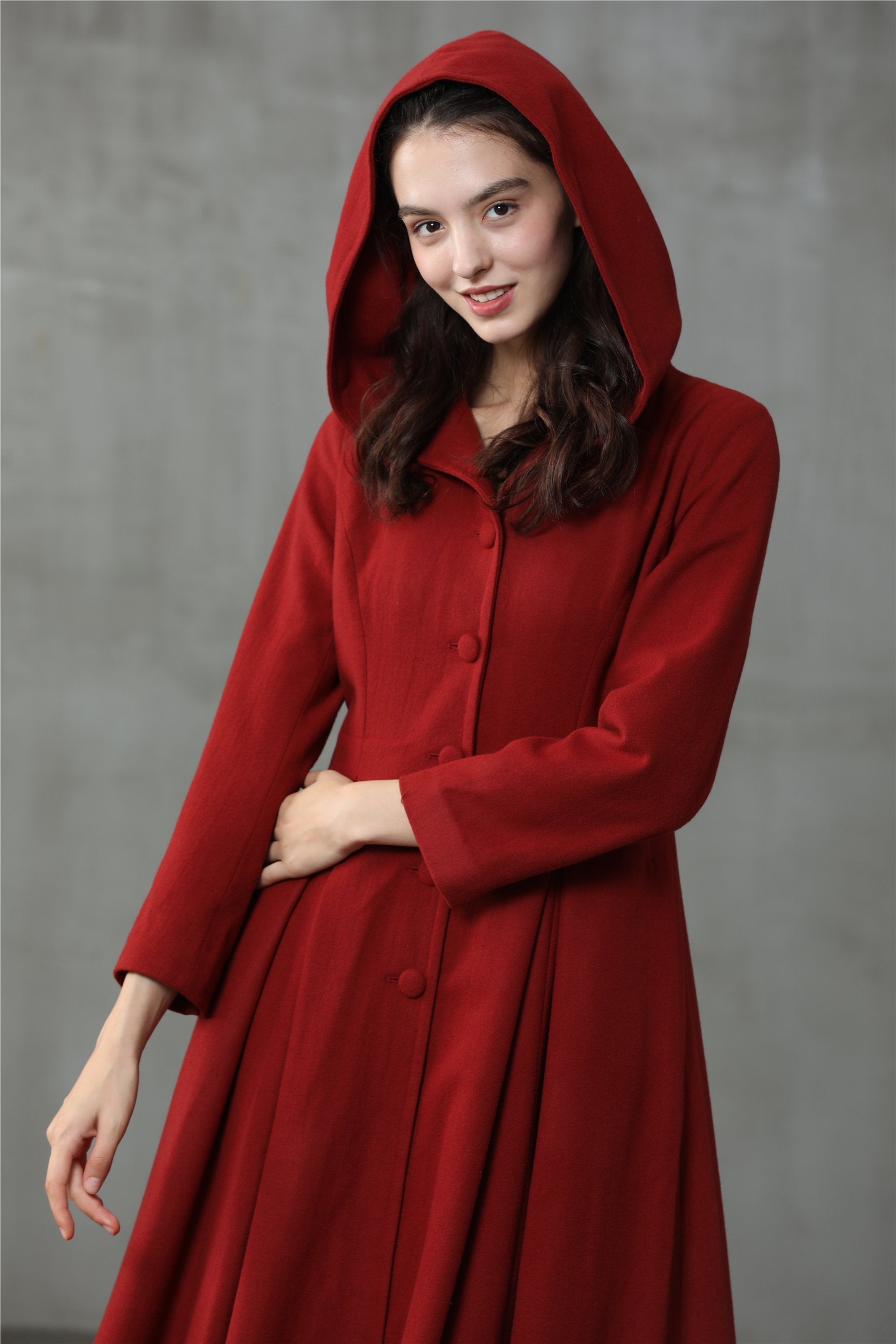 My Fair Lady 26 Hooded Wool Coat Red S