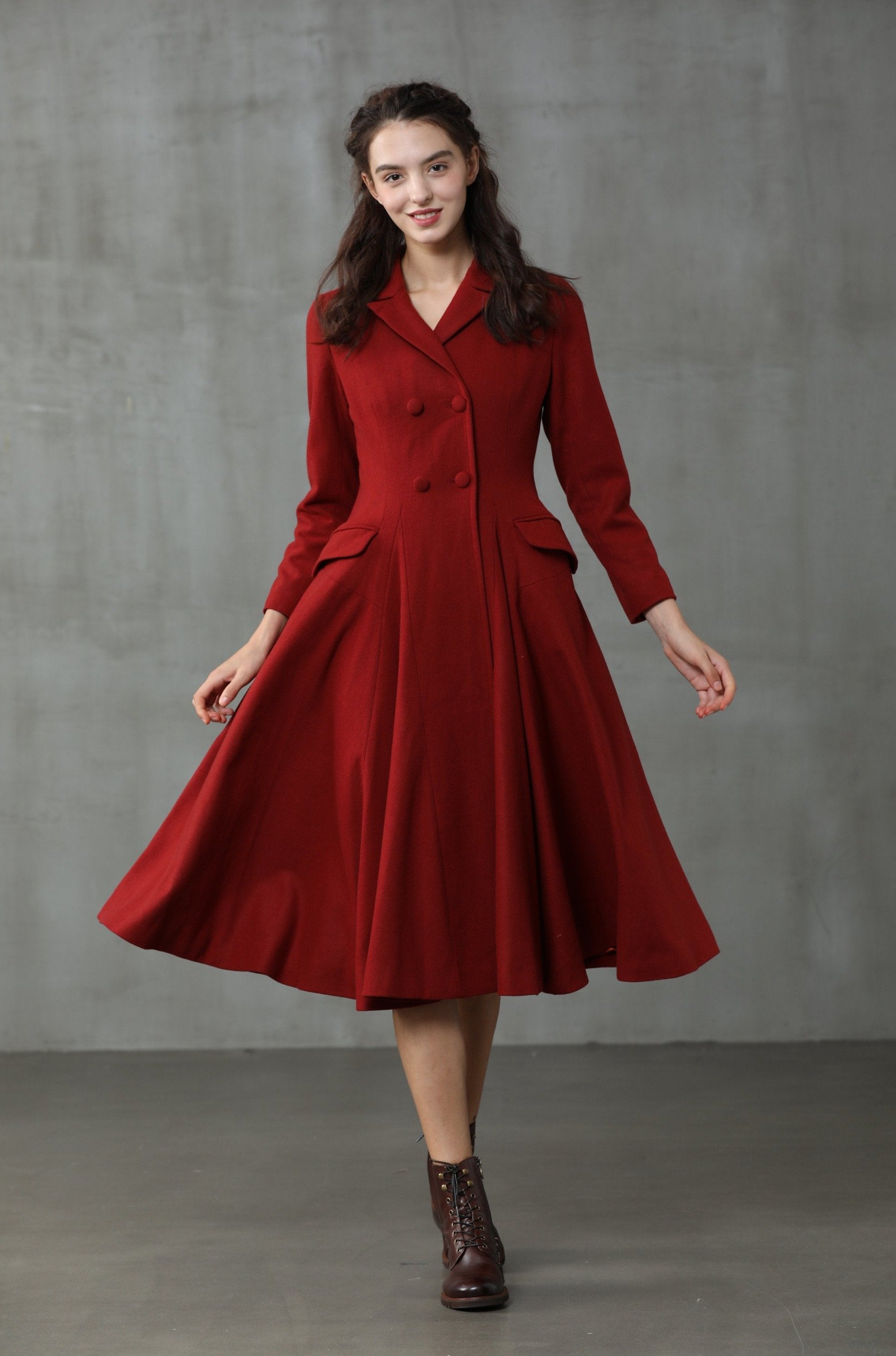 Roman Holiday 2020 Red Wool Coat Jacket M DarkRed