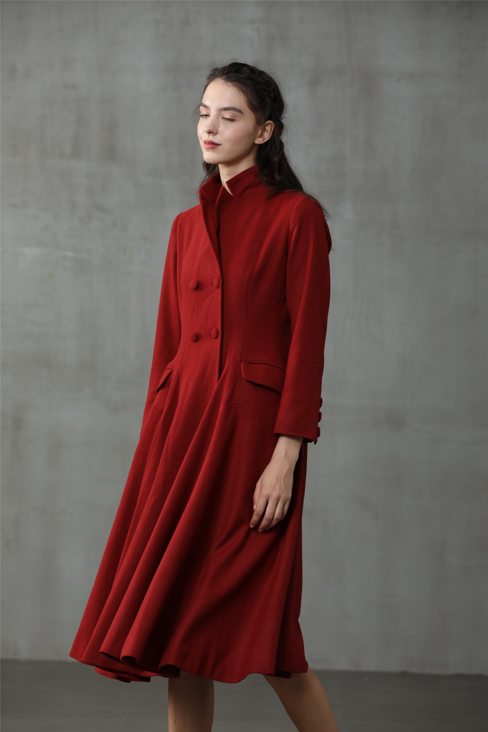 Roman Holiday 2020 Red Wool Coat Jacket M DarkRed
