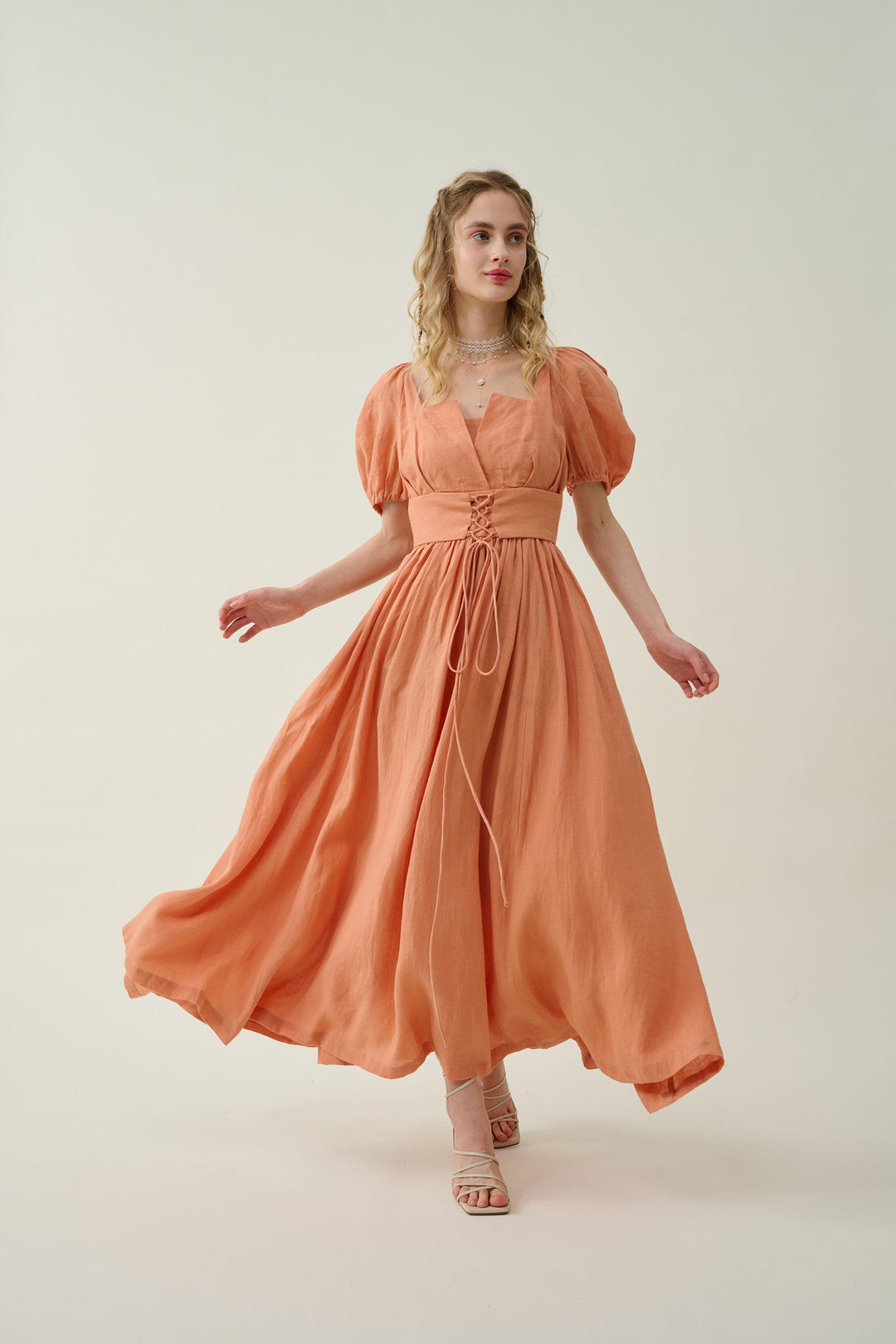 Julia 35 | Lace up linen dress