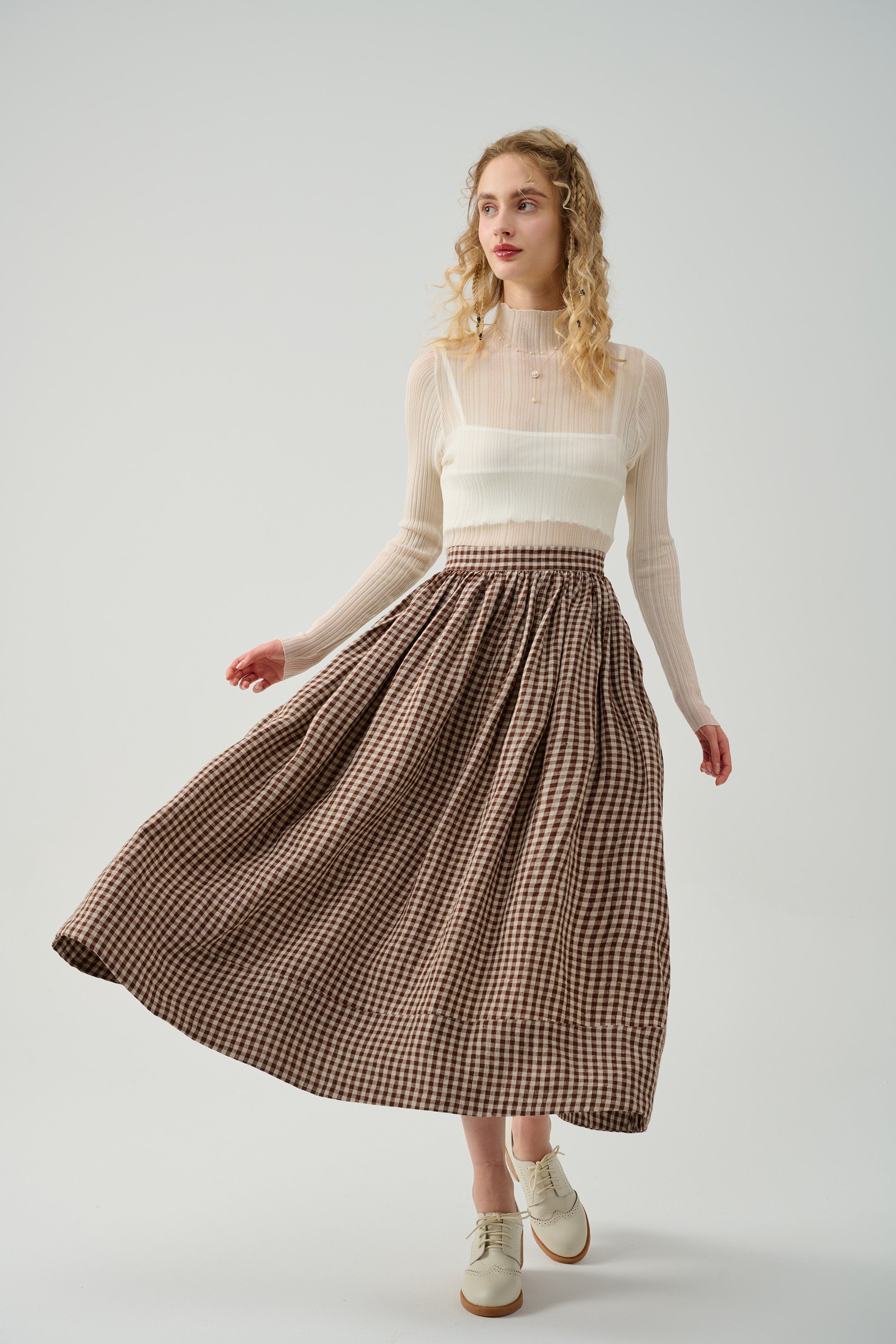 Floral linen skirt, belted linen skirt, retro linen skirt, pleated linen skirt, A line skirt, flared skirt | 2024 Linennaive