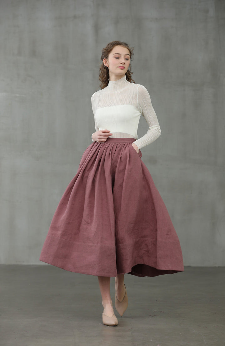 Daisy 03 | ashed lilac linen skirt