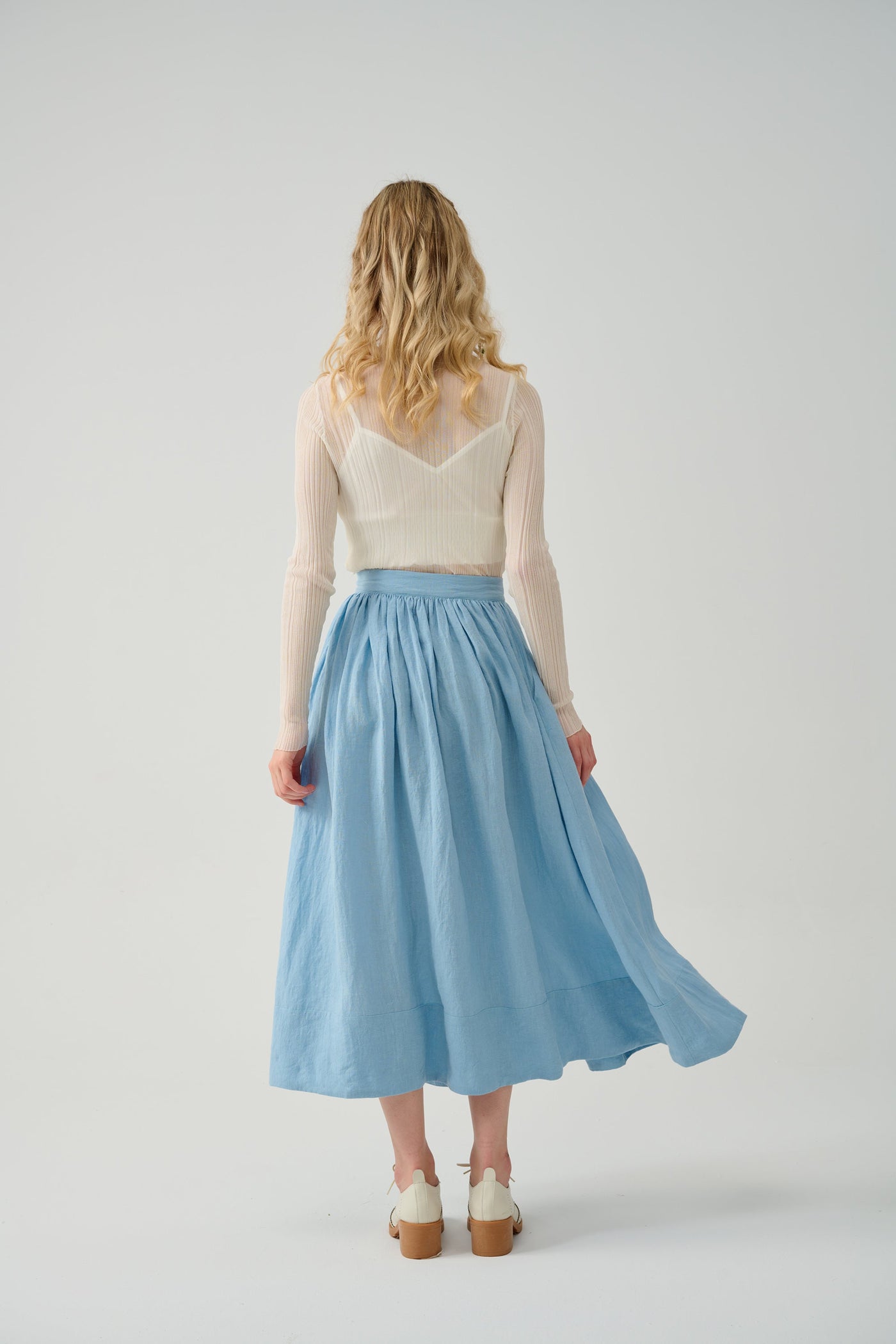 Daisy 03  Pastel Green Linen Skirt – Linennaive