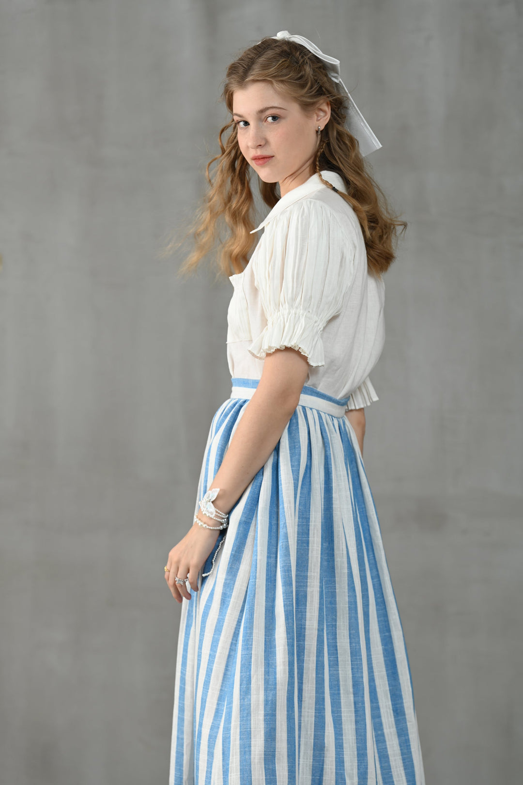 Lily of the valley 11 | Striped linen skirt