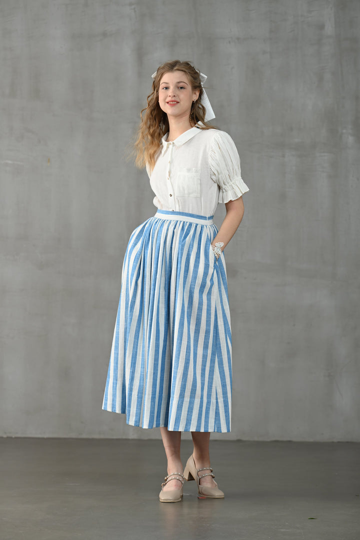 Lily of the valley 11 | Striped linen skirt