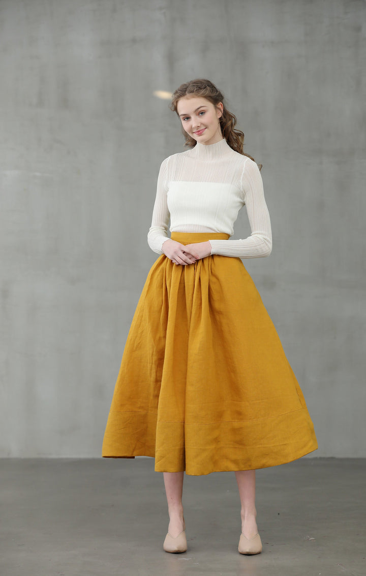 Daisy 03 | mustard yellow linen skirt