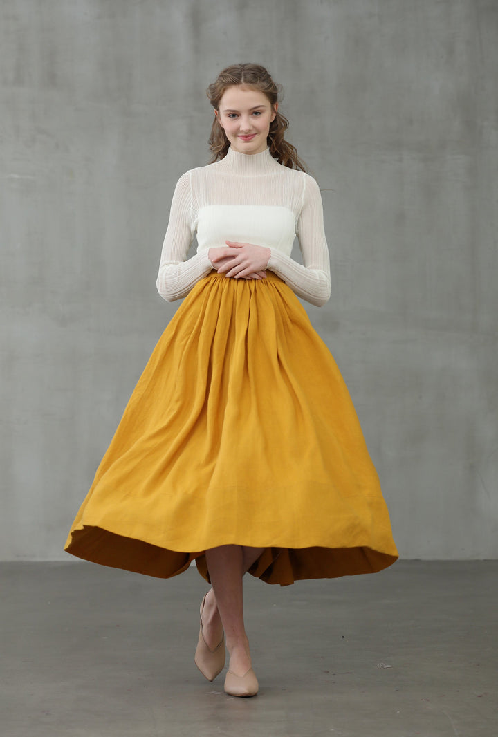 Daisy 03 | mustard yellow linen skirt