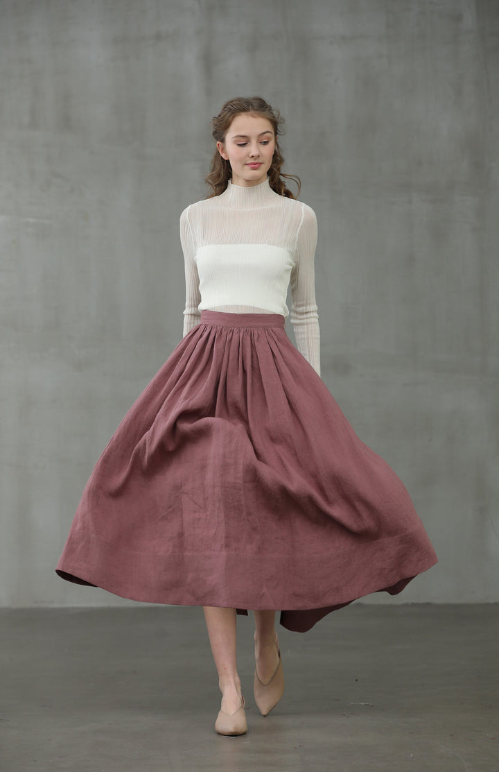 Daisy 03 | ashed lilac linen skirt