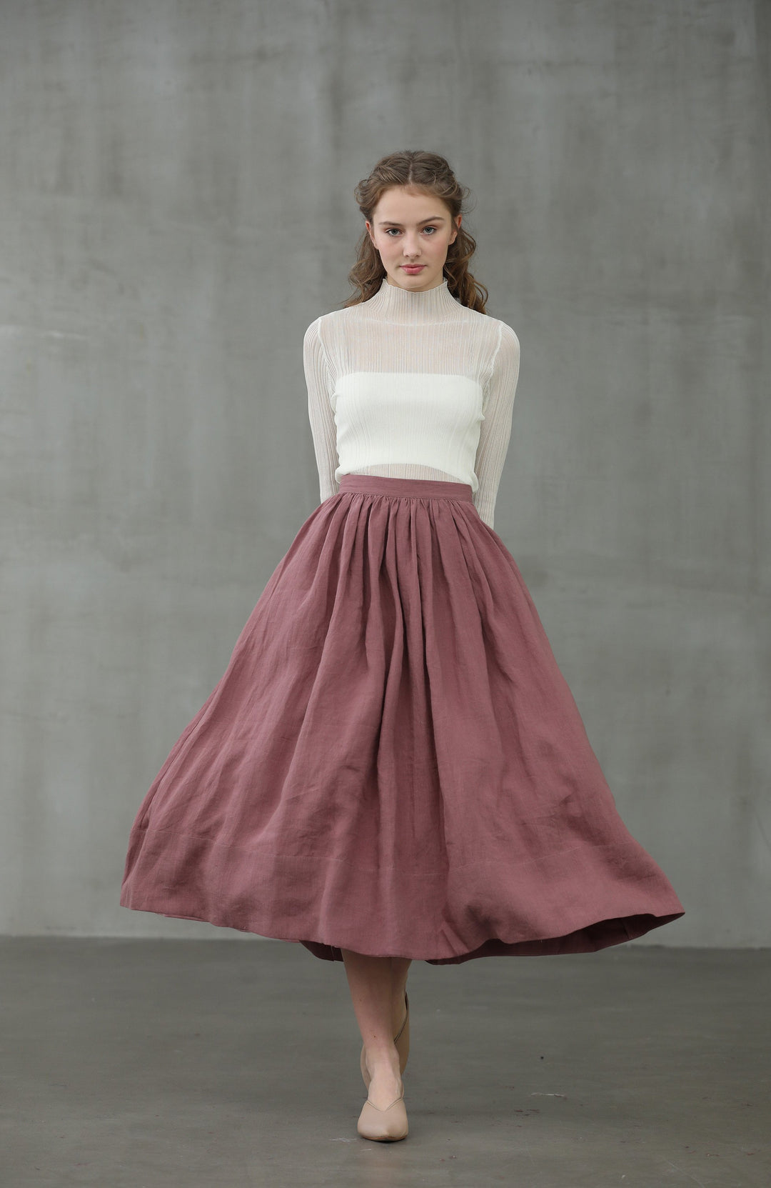 Daisy 03 | ashed lilac linen skirt