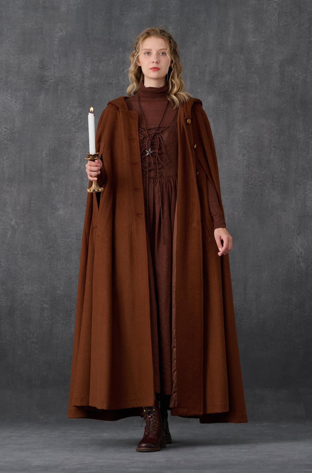 Parini 33 | Maxi Hooded wool cloak coat