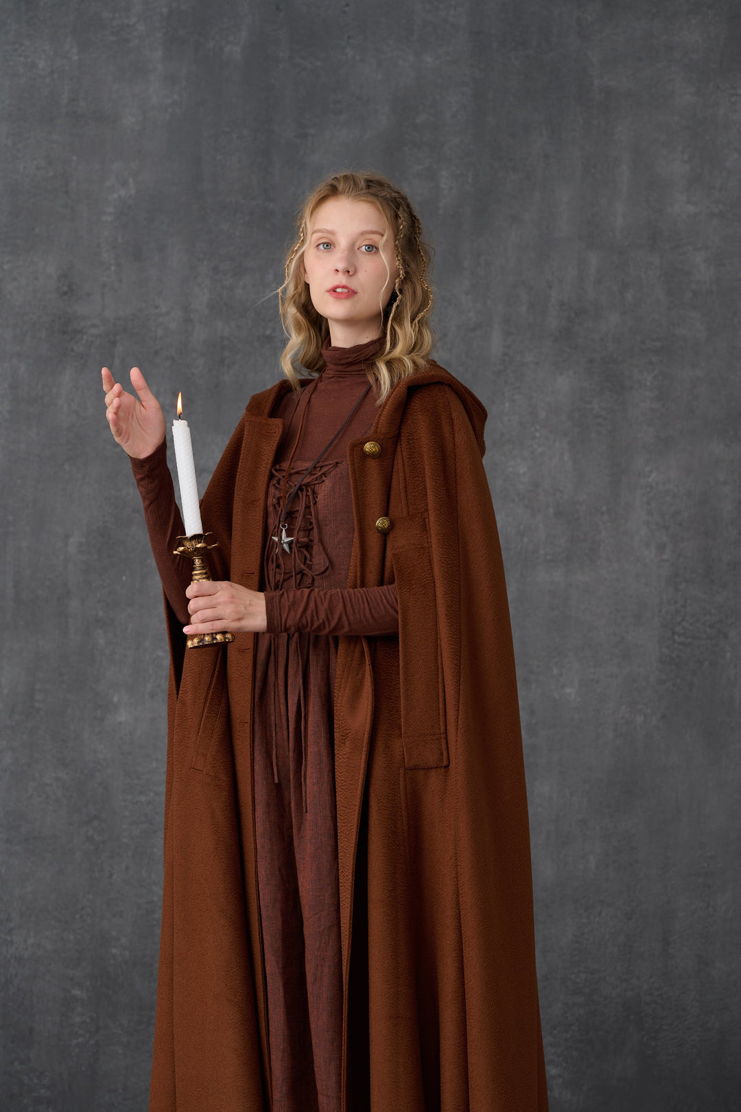 Parini 33 | Maxi Hooded wool cloak coat