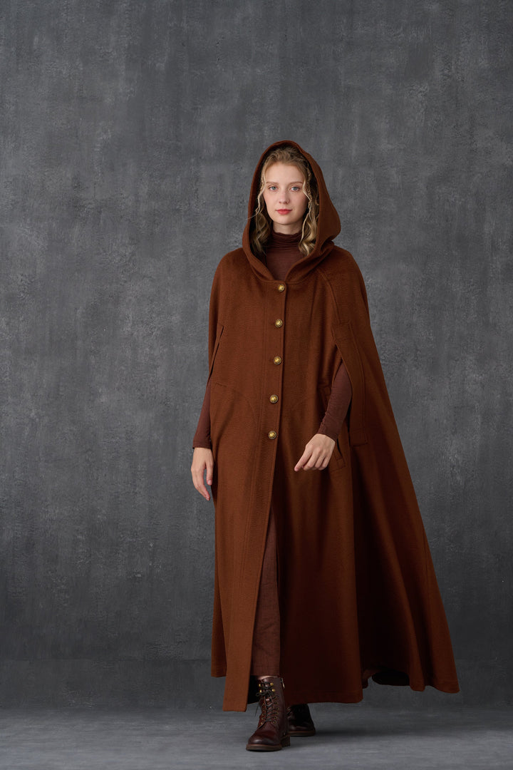 Parini 33 | Maxi Hooded wool cloak coat