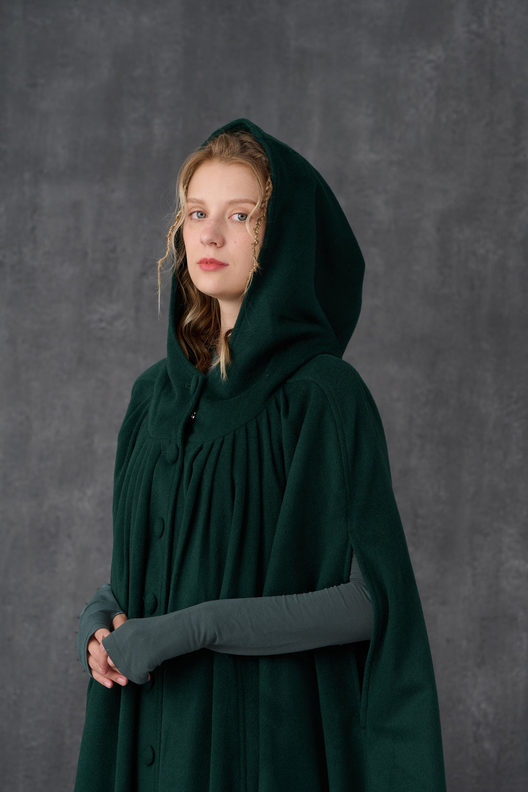 ARIEL 14 | HOODED WOOL CLOAK COAT