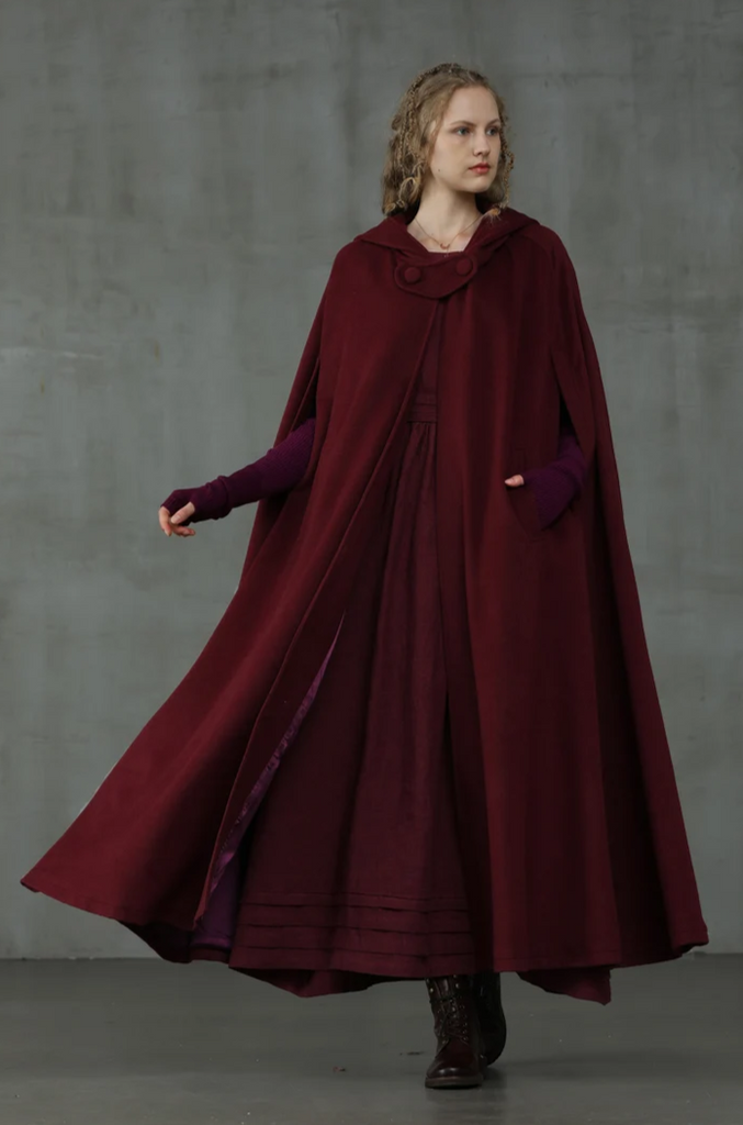 Maxi Hooded Wool Coat Cloak (8 Colors) – Linennaive