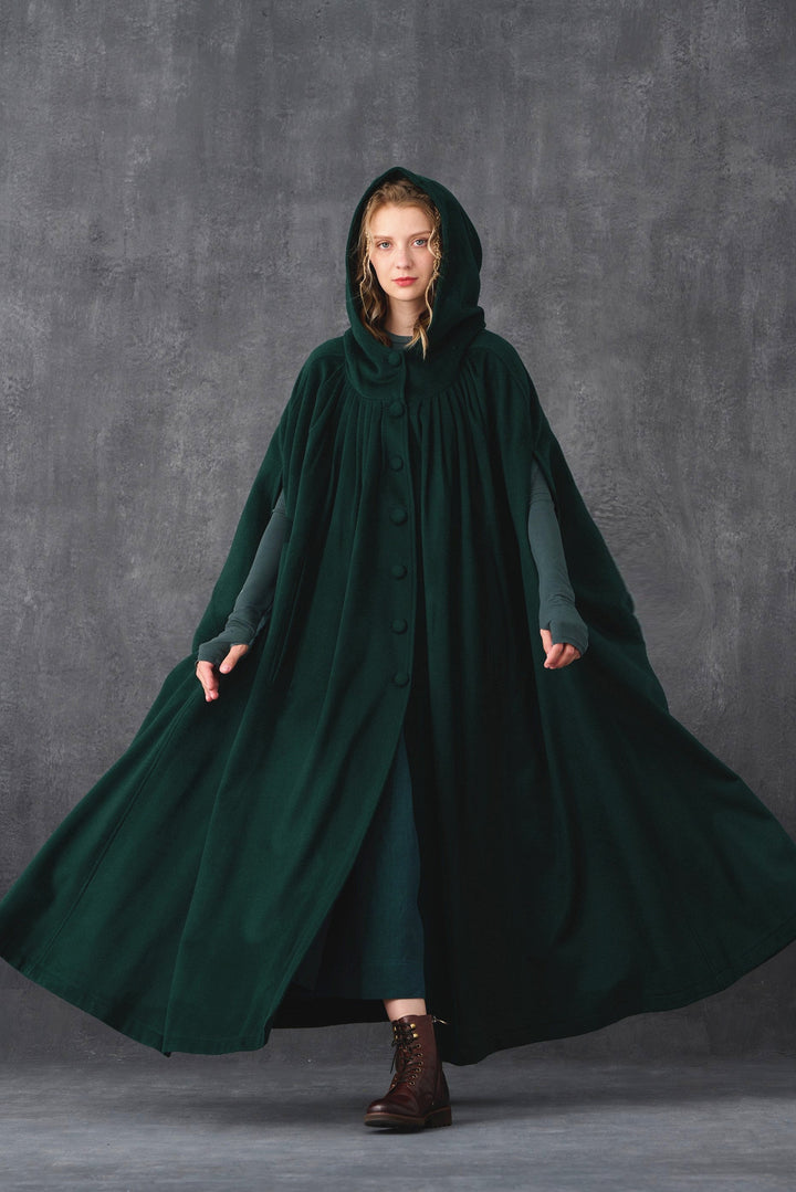 ARIEL 14 | HOODED WOOL CLOAK COAT