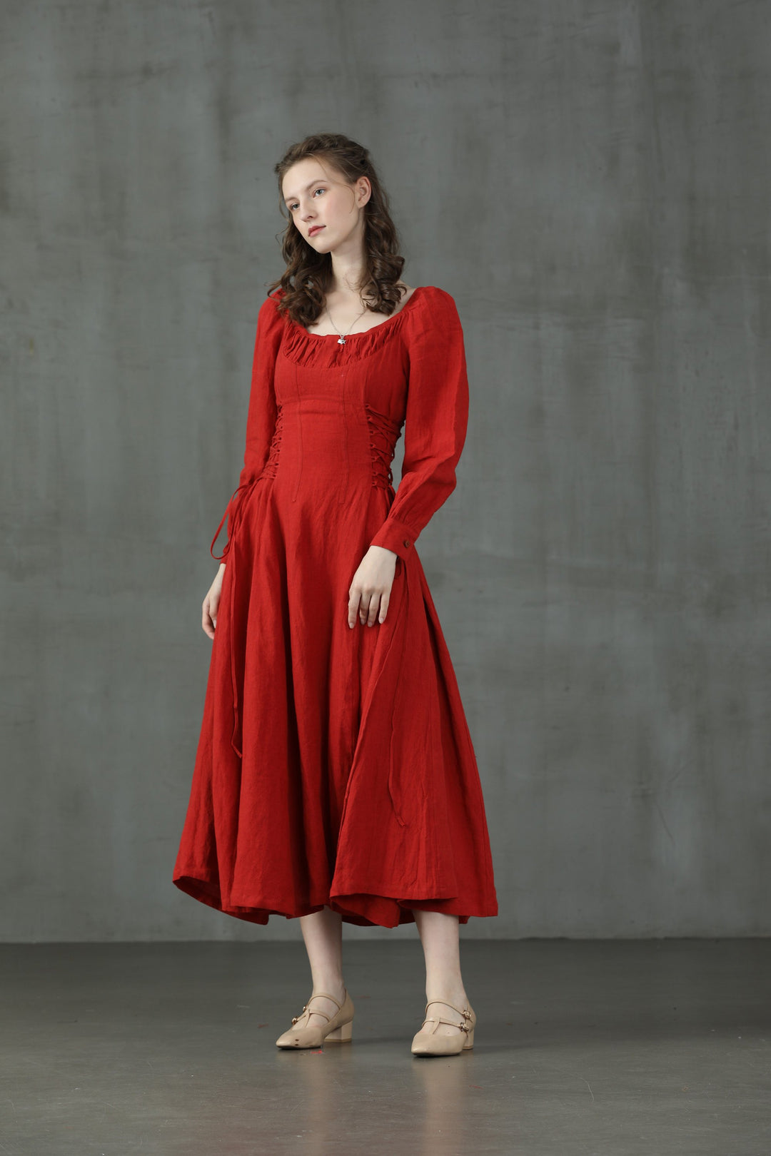 Ylang 15 | maxi Lace-up linen dress