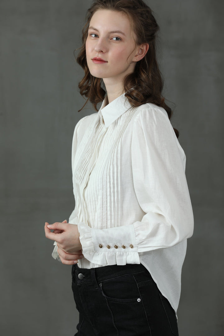 Jo March 31 | Accordion Pleated Linen Shirt