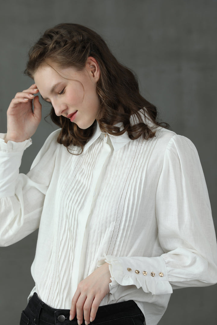 Jo March 31 | Accordion Pleated Linen Shirt