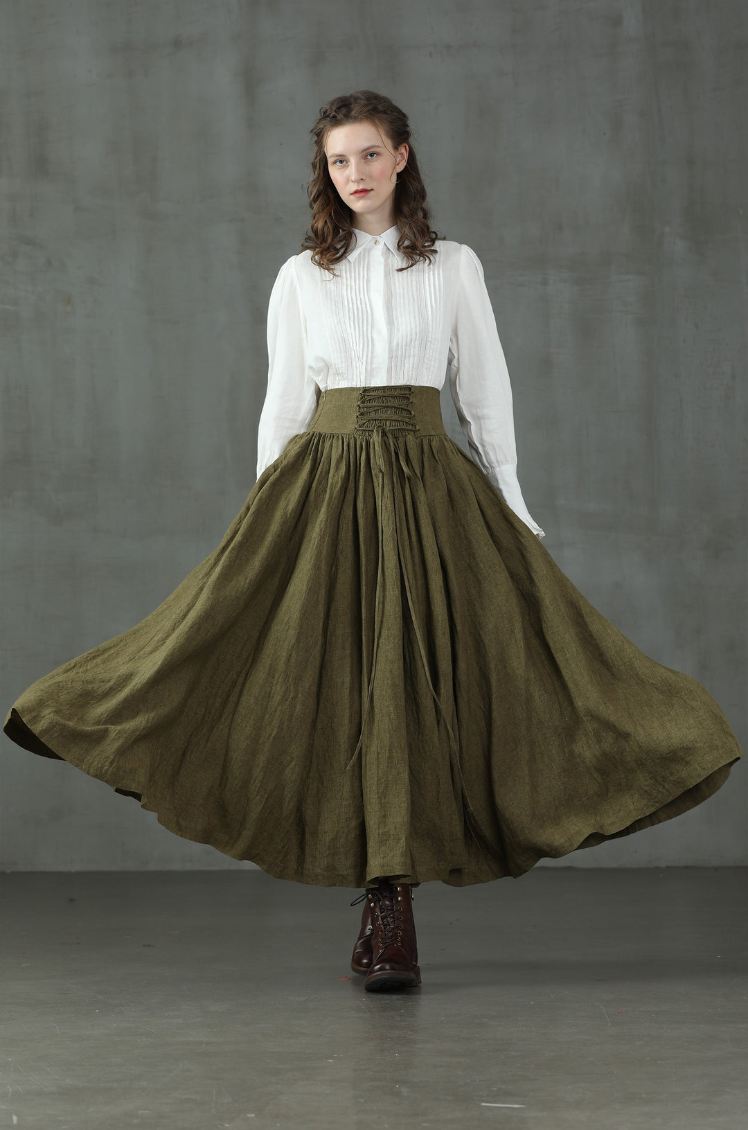 Tea Dance 5 | Lace-up Maxi Linen Skirt