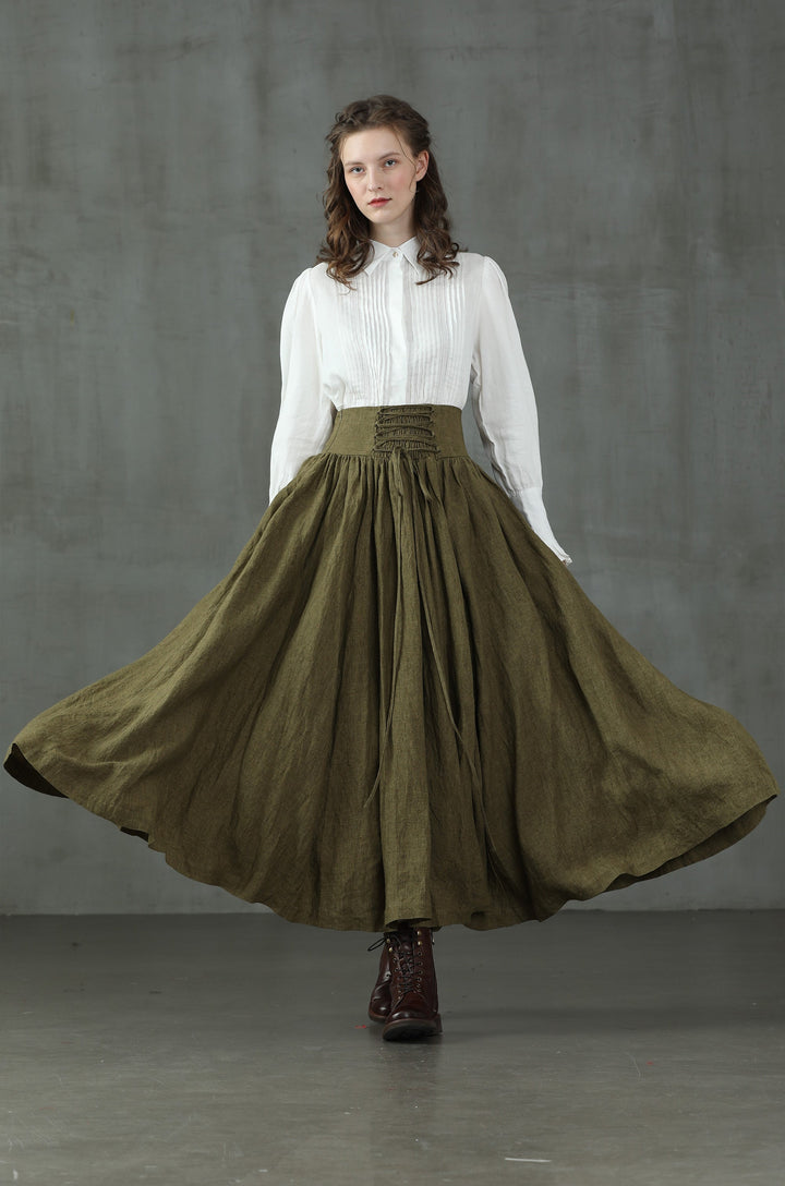 Tea Dance 5 | Lace-up Maxi Linen Skirt