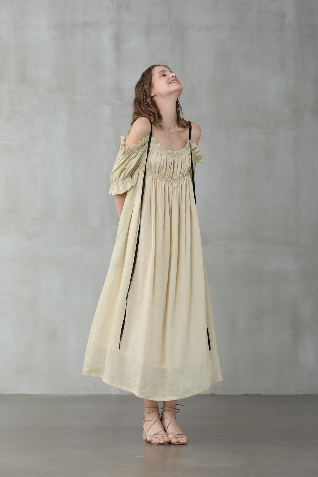 La Luna 11 | off shoulder linen dress