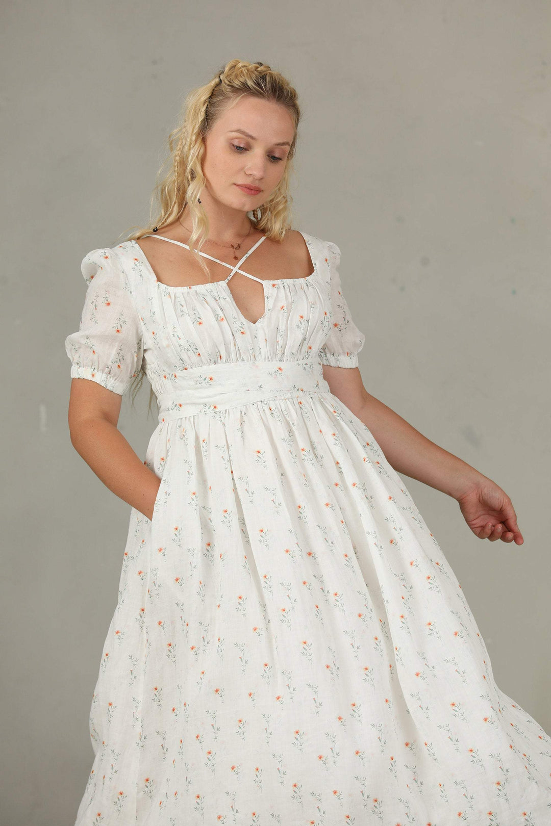 BERGAMOTE 20 |Floral Linen Dress