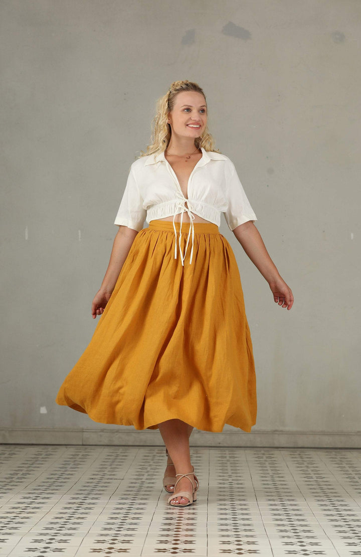 Daisy 03 | PLUS SIZE Linen Skirt