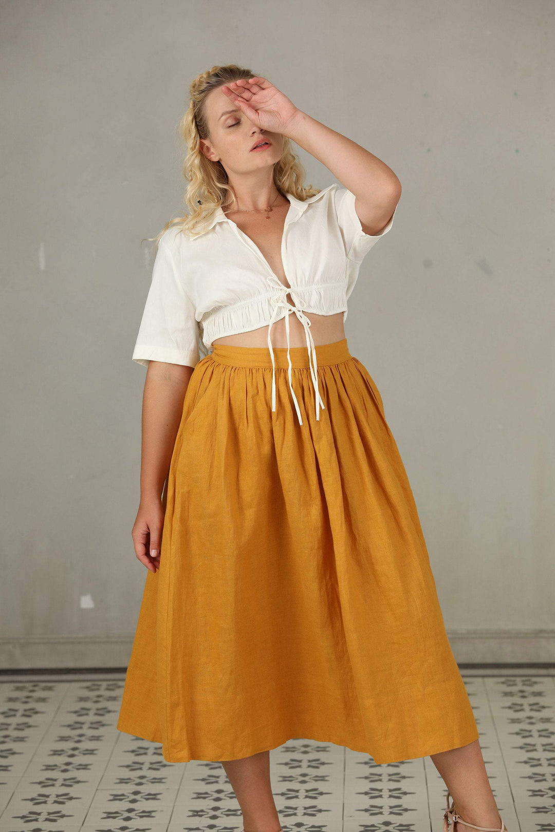 Daisy 03 | PLUS SIZE Linen Skirt