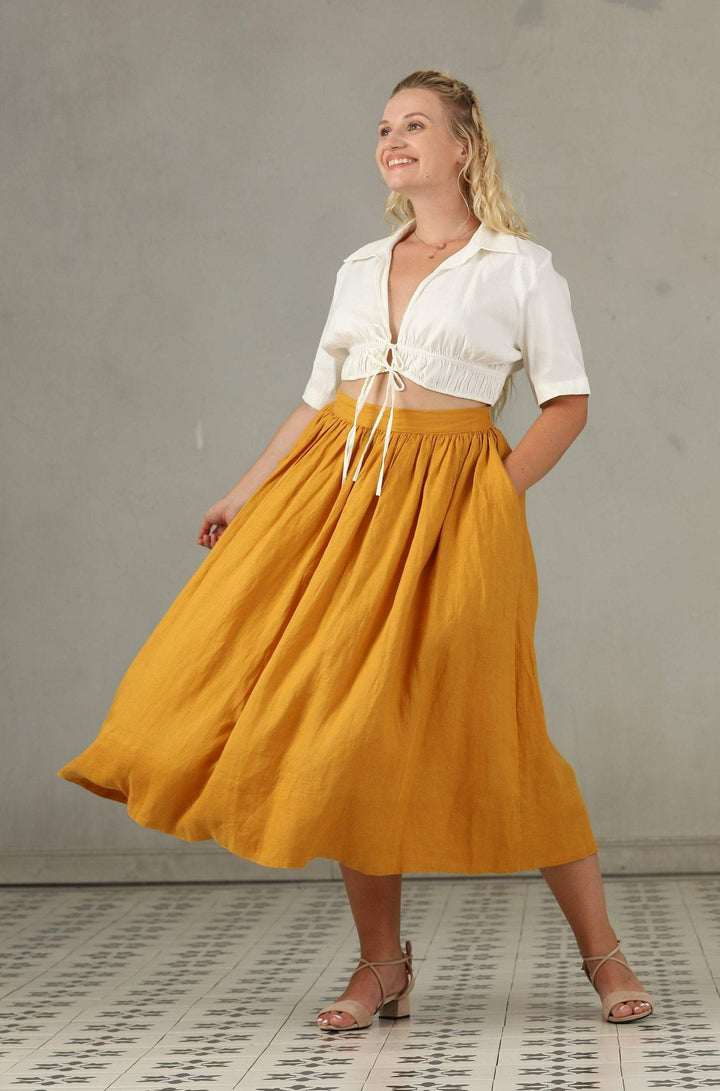 Daisy 03 | PLUS SIZE Linen Skirt