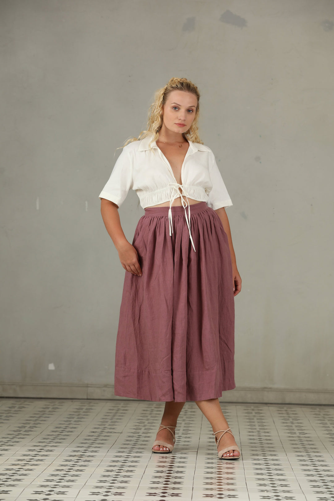 Daisy 03 | PLUS SIZE Linen Skirt