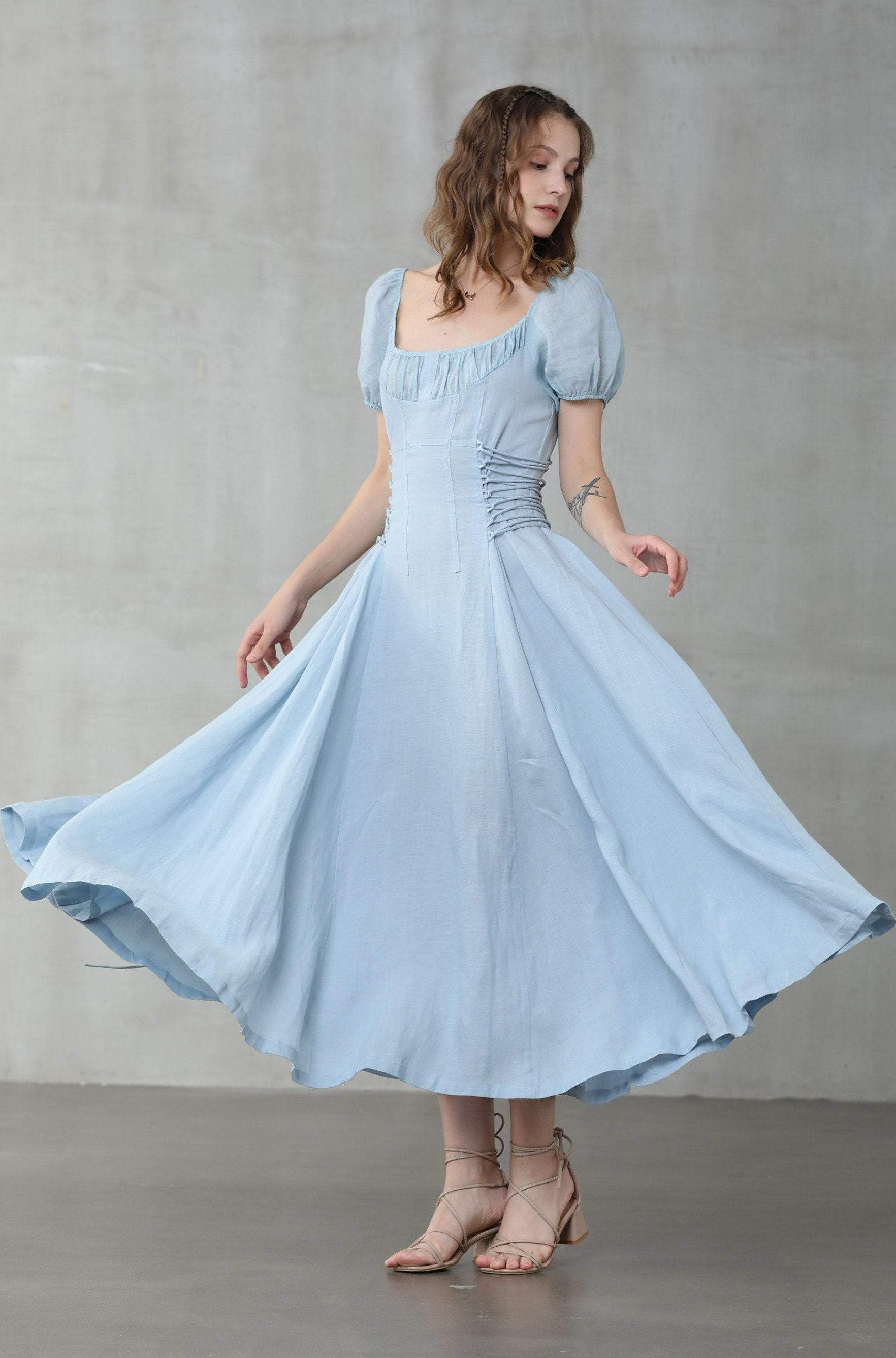 YLANG 18 Cinderella Linen Dress Linennaive