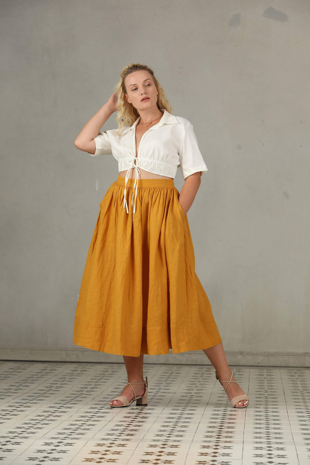 Daisy 03 | PLUS SIZE Linen Skirt