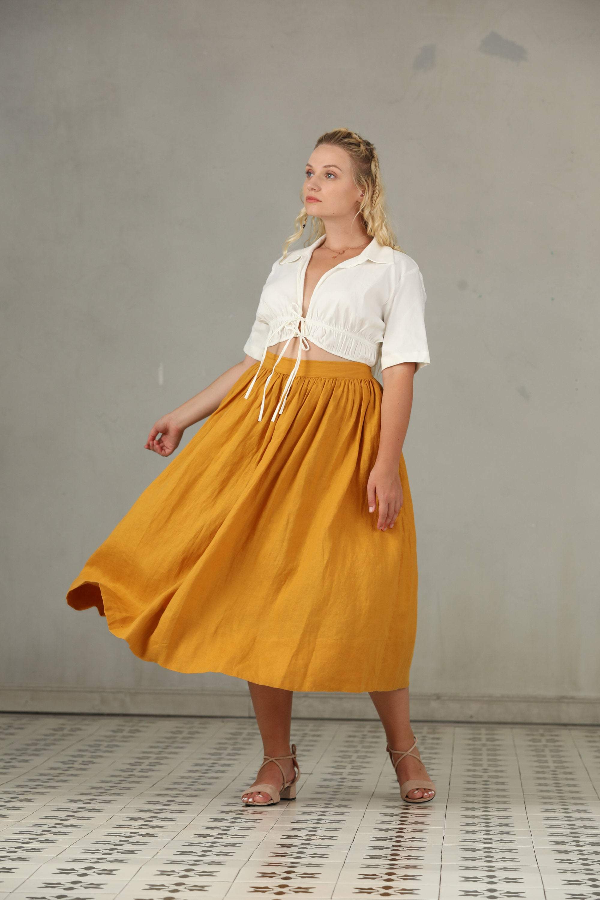 Daisy 03 PLUS SIZE Linen Skirt Linennaive