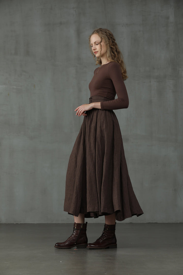 Tea Dance 5 | Lace-up Maxi Linen Skirt