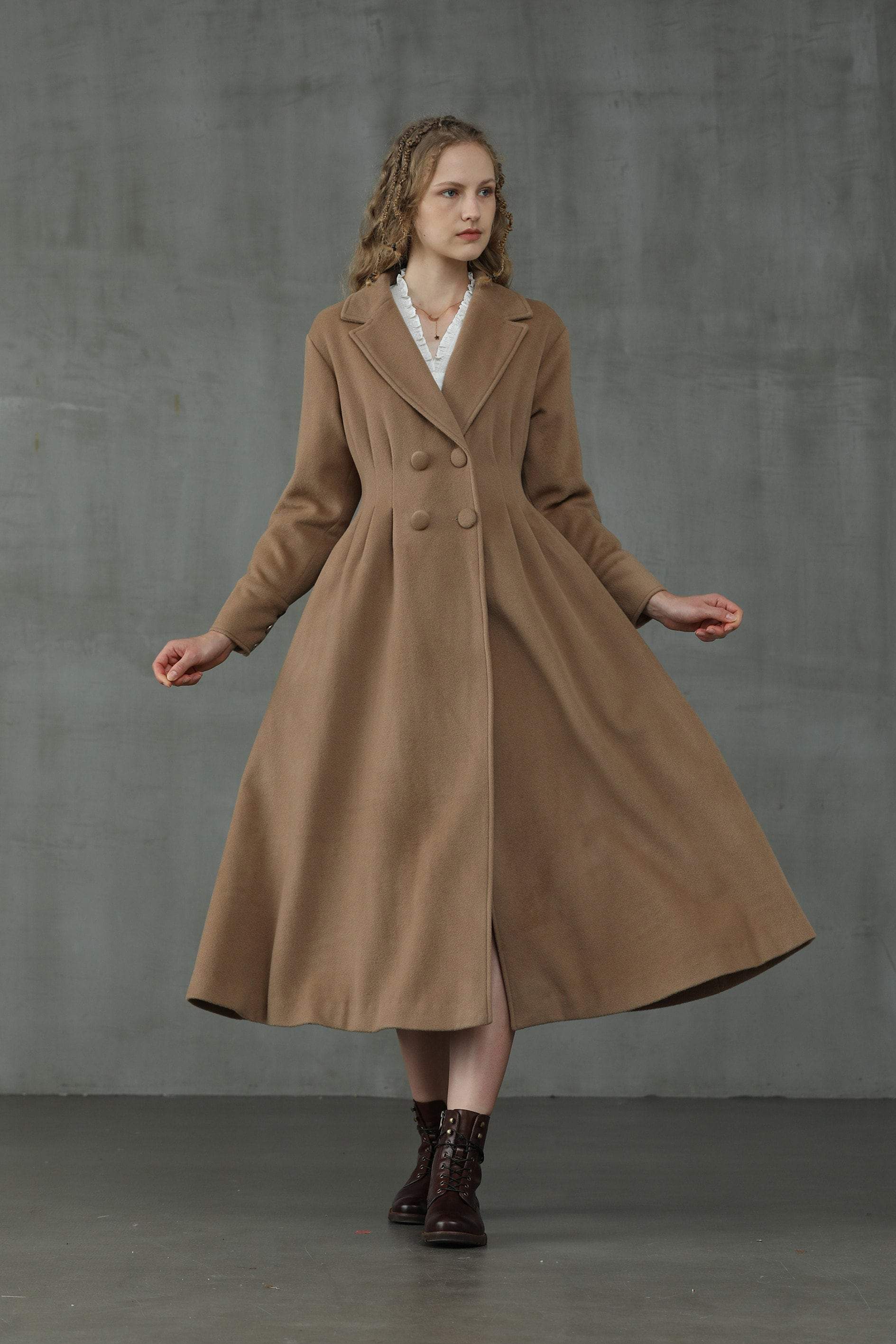 Vero Moda Lynne Teddy Coat L Double online Breasted Peaked Lapel Collar Brown NWT