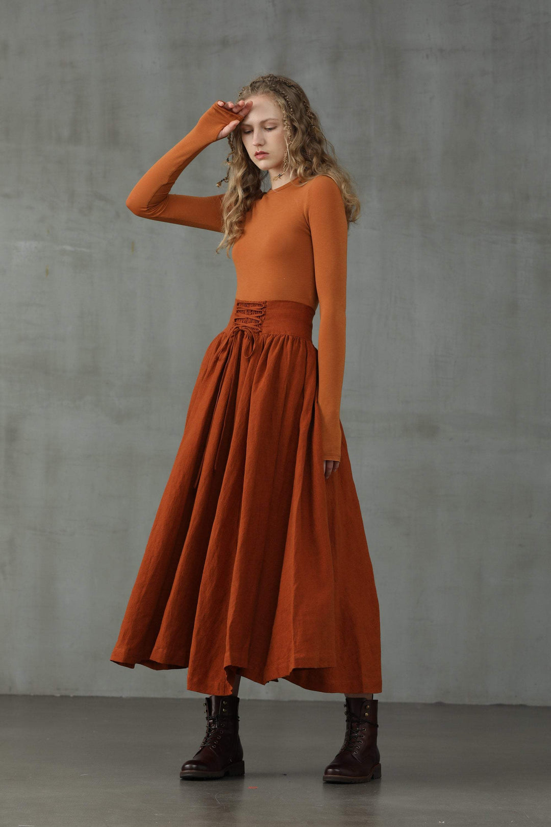 Tea Dance 5 | Lace-up Maxi Linen Skirt