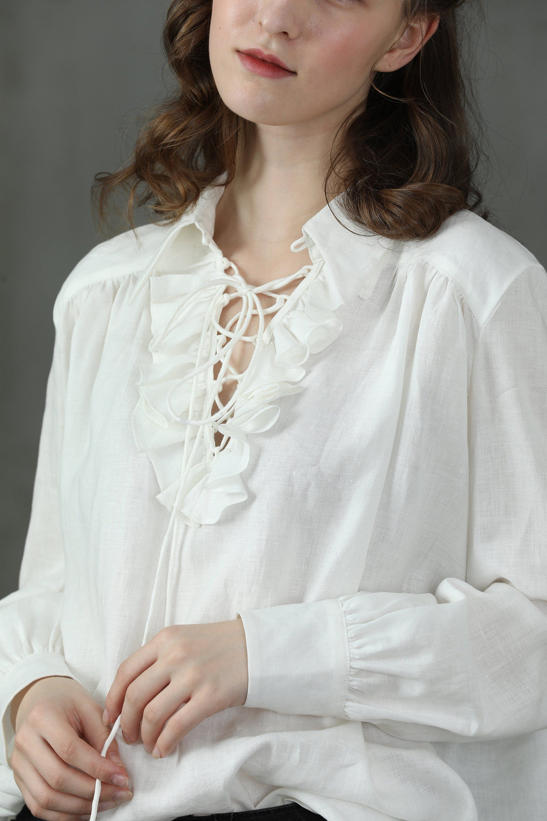 Laurel 13 | Lace-up Linen Blouse Shirt