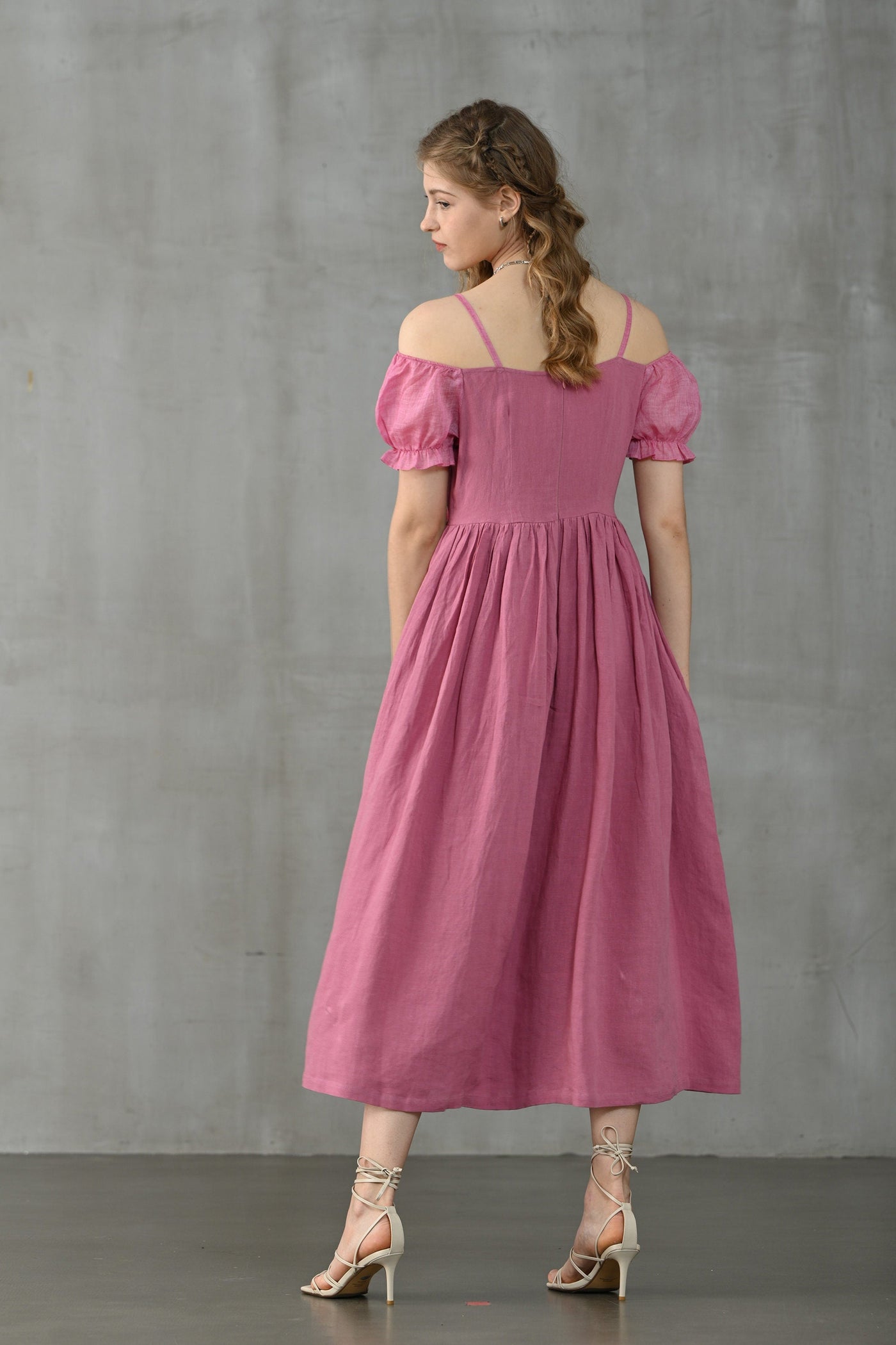 欲しいの morning LINEN dress(pink) sailor ロングワンピース - vsis.lk