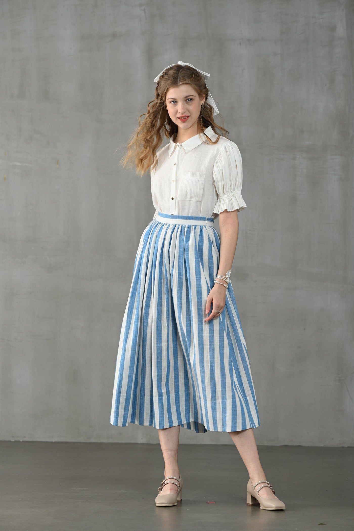 Lily of the valley 11 | Striped linen skirt – Linennaive